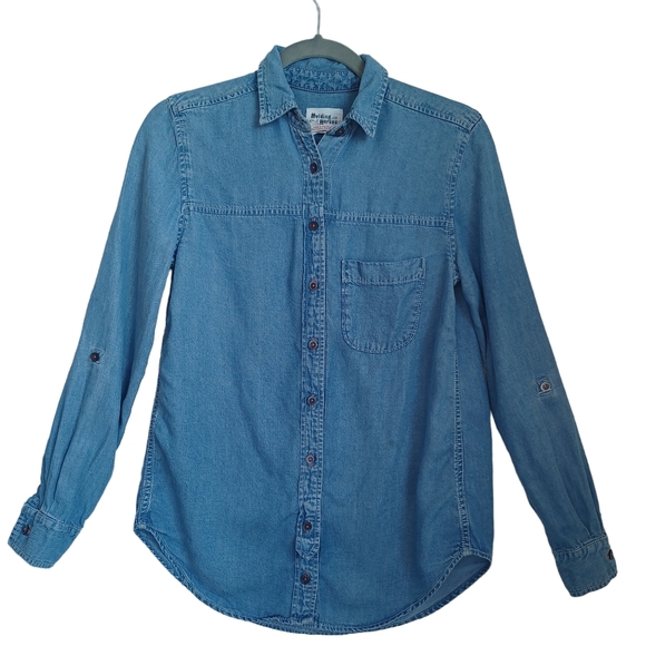 Anthropologie Holding Horses Denim Shirt Blue Button Up Chambray Womens XS - Picture 1 of 12